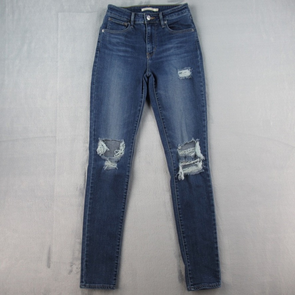Levi 721 High Rise Skinny Distressed Blue Jeans 18882-0166‎ W26 L32